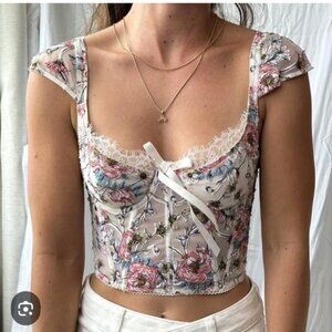 Victoria's Secret Coconut White  embroidered floral lace  Bra Top 36C bustier